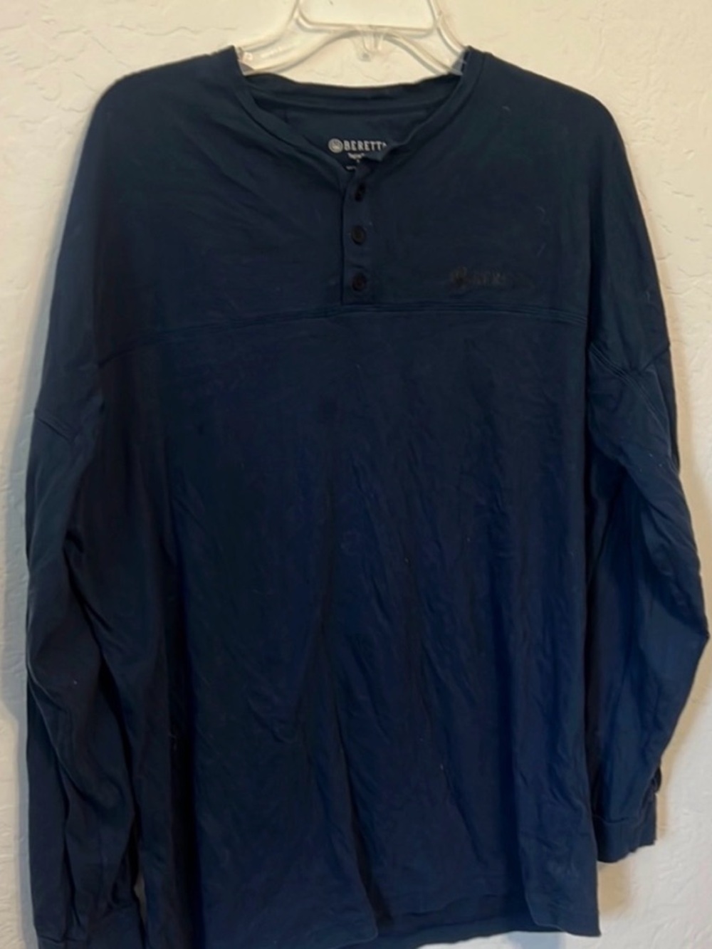 Beretta Men's Long Sleeve Henley Shirt - Navy Blue